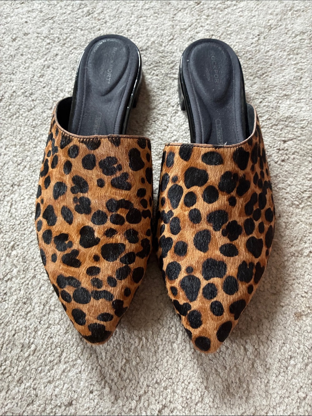 Leopard Print Pointed Toe Mule - Black & Brown Women’s Slip-On